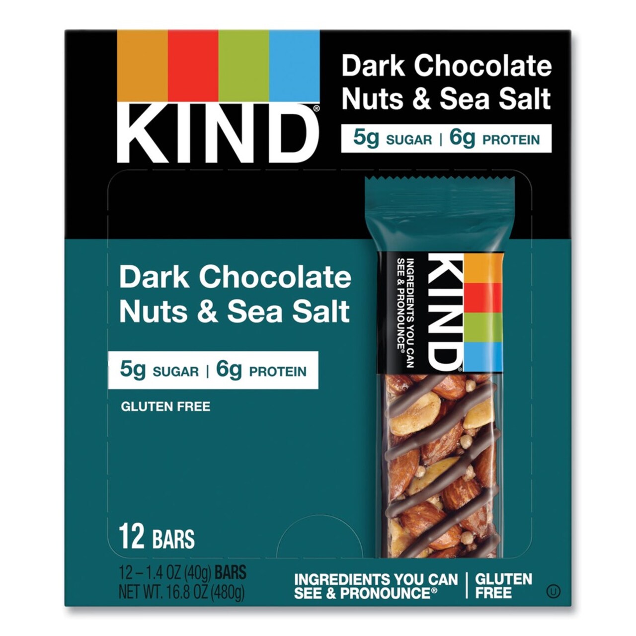 KIND 1.4 oz. Nuts and Spices Bar - Dark Chocolate Nuts and Sea Salt (12/Box)